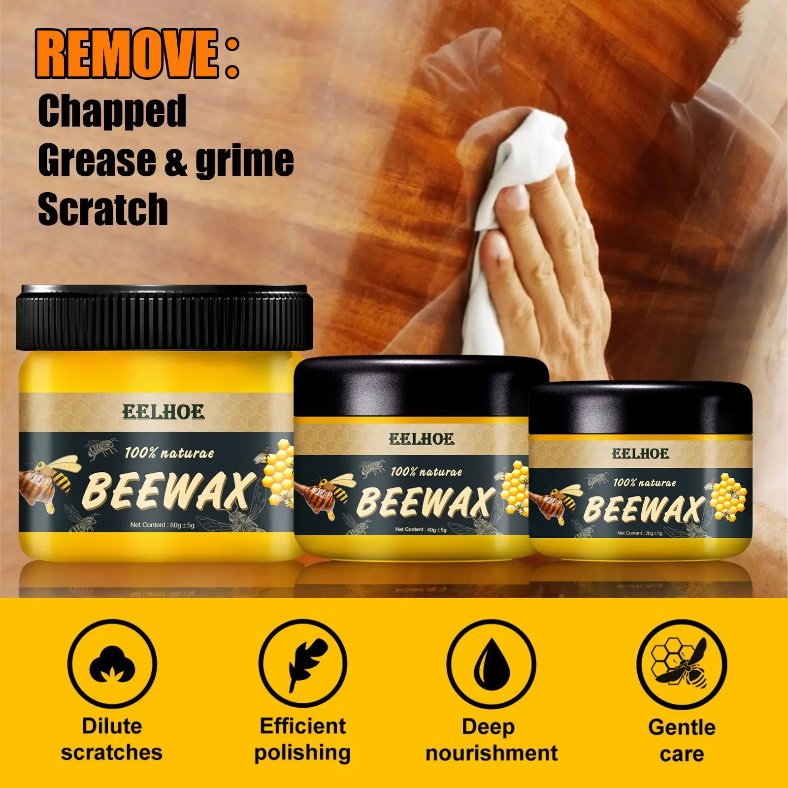 Factory natural beeswax anti crack wooden furniture floor care polishing brightening household floor maintenance beeswax