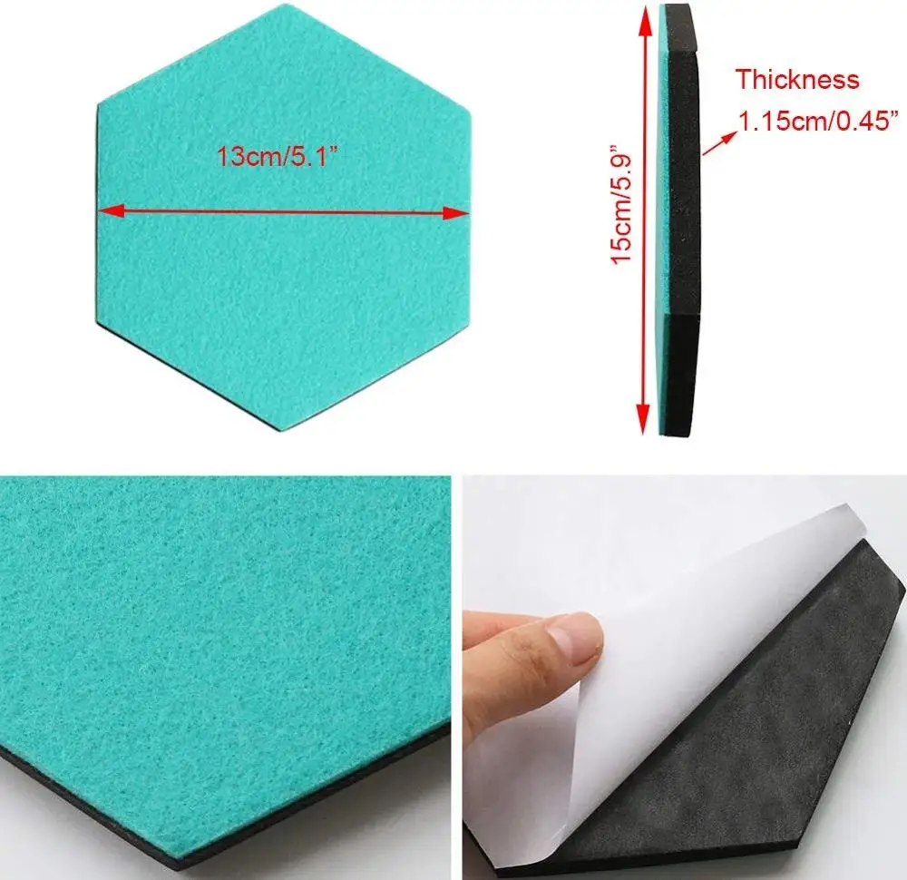 
Hexagon Felt Pin Board Self Adhesive Notice Bulletin Memo Photo Boards 