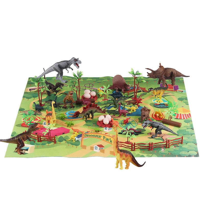 Hot Sell Children Simulation DIY Animal Model Toy Boy Dinosaur World Game Carpet Scene Set