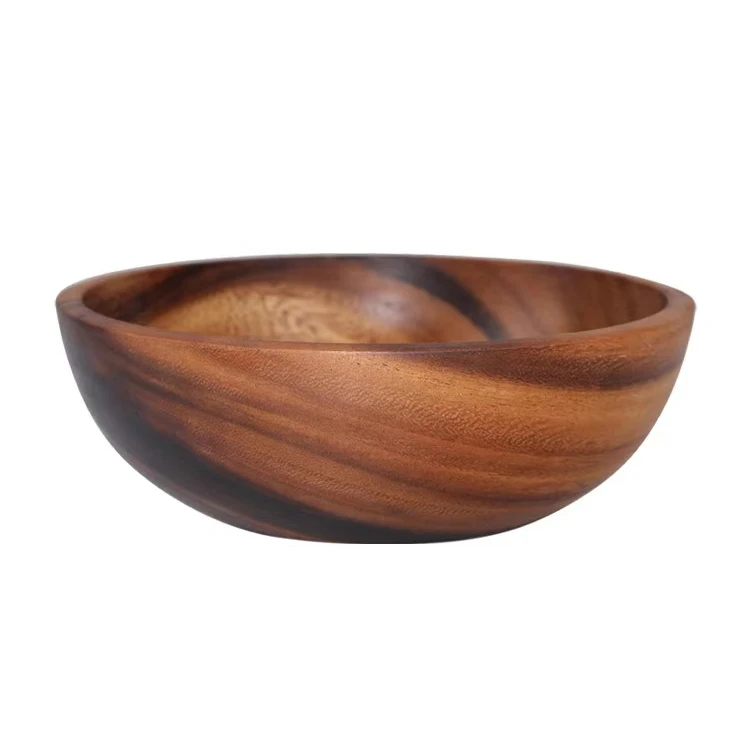 Wholesale Acacia Salad Wooden Bowl Antique Natural Bamboo Salad Bowl With Spoon