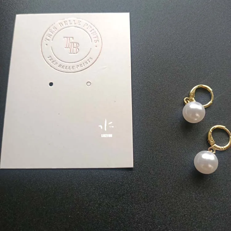 Custom Rose Foil LOGO Standard 300 gsm Paper Hook Necklace Holder Packaging Jewelry Display Card with Punches Hole