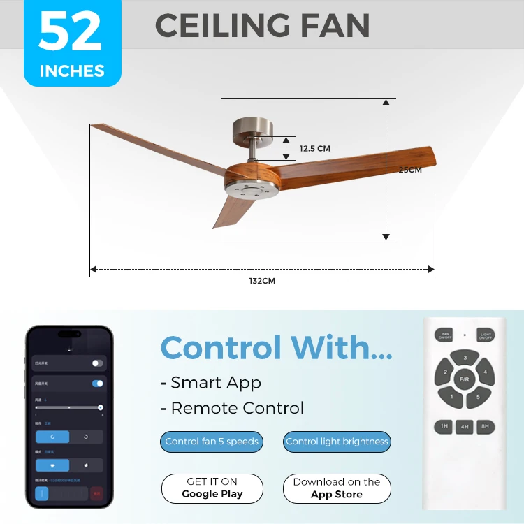ESC LIGHTING ceiling fan modern abs blades vintage 220 v commercial ceiling fan with remote control for home