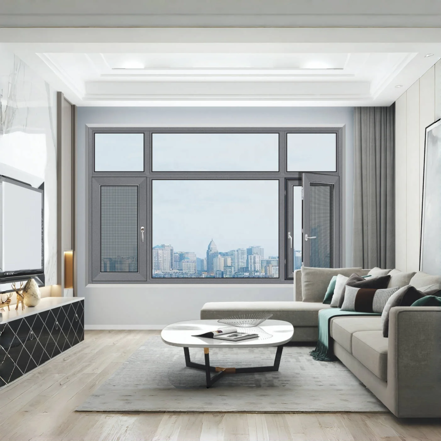 Precise design aluminum thermal break Casement window double glass multi-functional Casement windows for living room