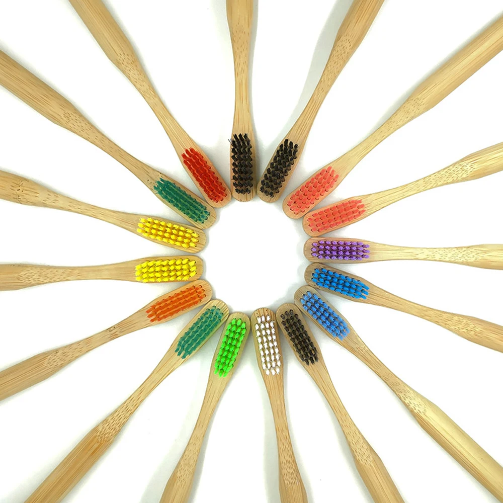 Round Handle Design Bio-degradable Eco-friendly Medium Firmness Bristles Bamboo Toothbrush for Hotel / Home