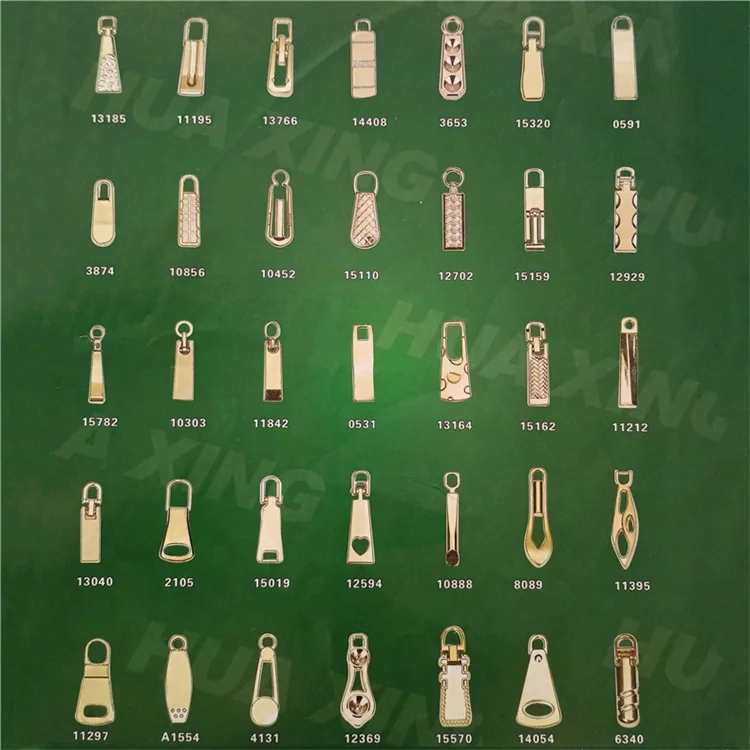 NO.3#5# Golden rectangle matte pattern metal zipper slider puller pendant pull parts for garment bags shoes