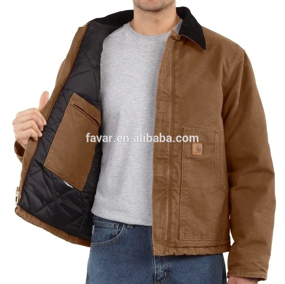 
Mens Fire Retardant Industrial Duck Winter Jacket Sandstone Traditional Quilted Work Jacket Outdoor Winter Coat 