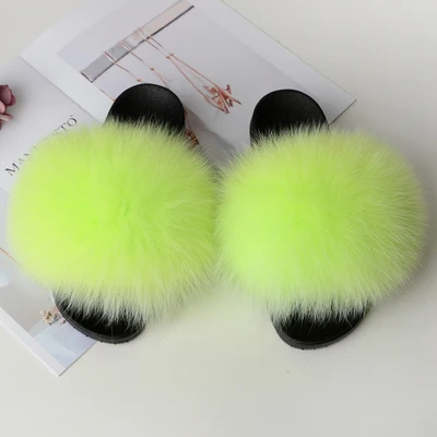 
Colorful Extra Fluffy Fur Slides indoor slippers women women fur shoes 