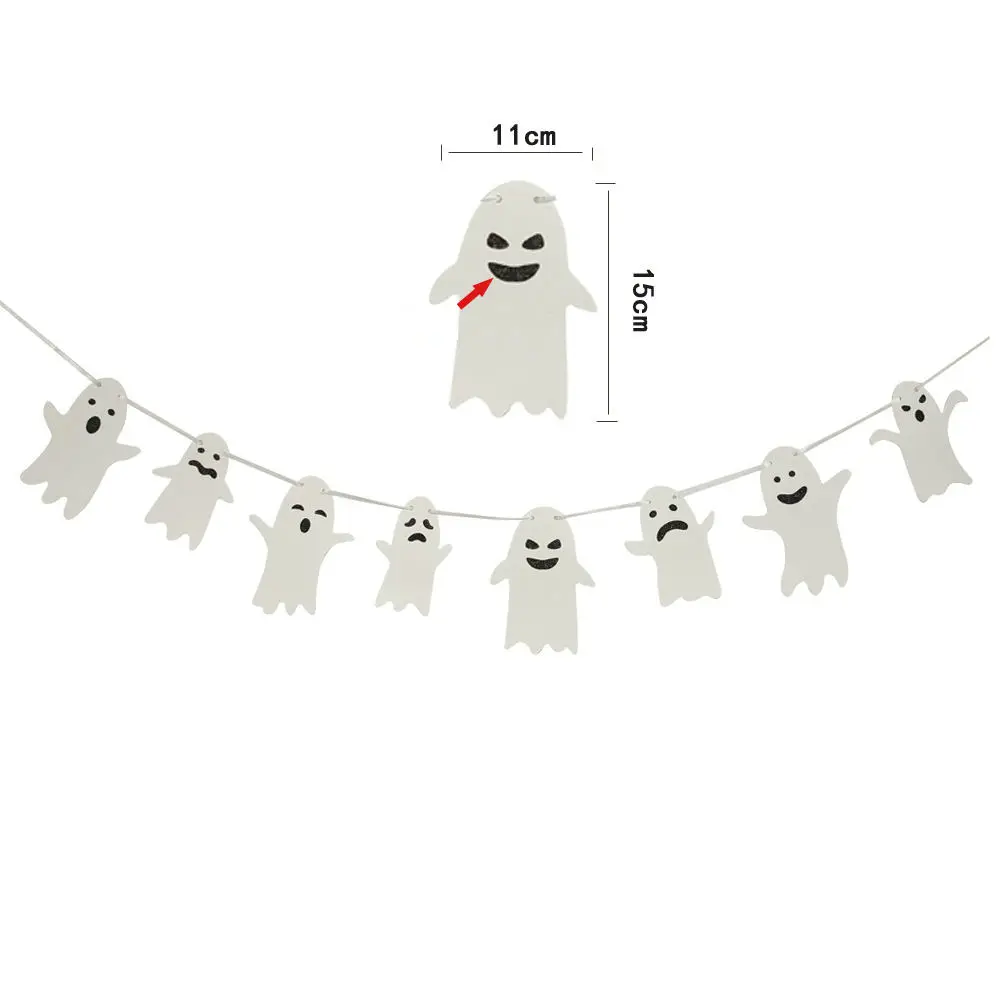 Latest Design Wholesale Halloween Party Scene Layout Decorations Cartoon Ghost Rala Flower Festive Paper Banner Set