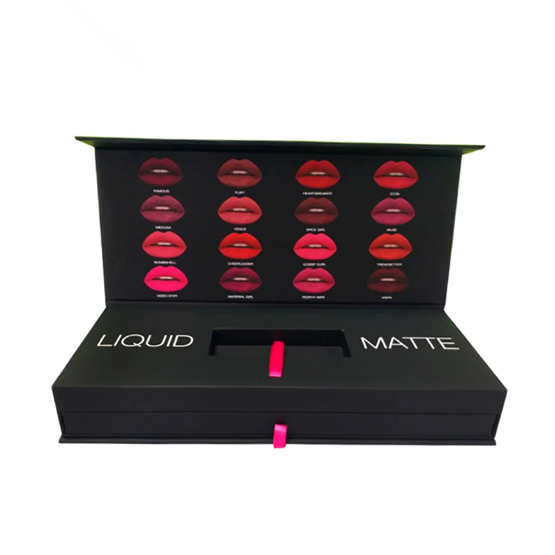 China manufacture custom Lipstick black gift box with logo wholesale High Quality cosmetics box