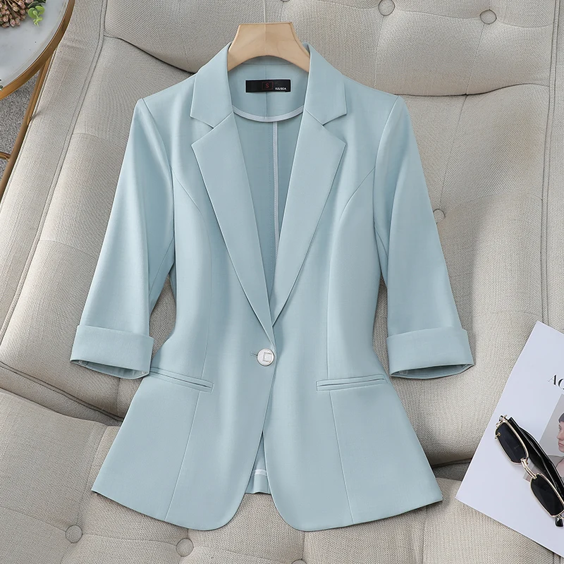 Work Elegant Peaked Lapel Jacket Design Brand Woman Blazer