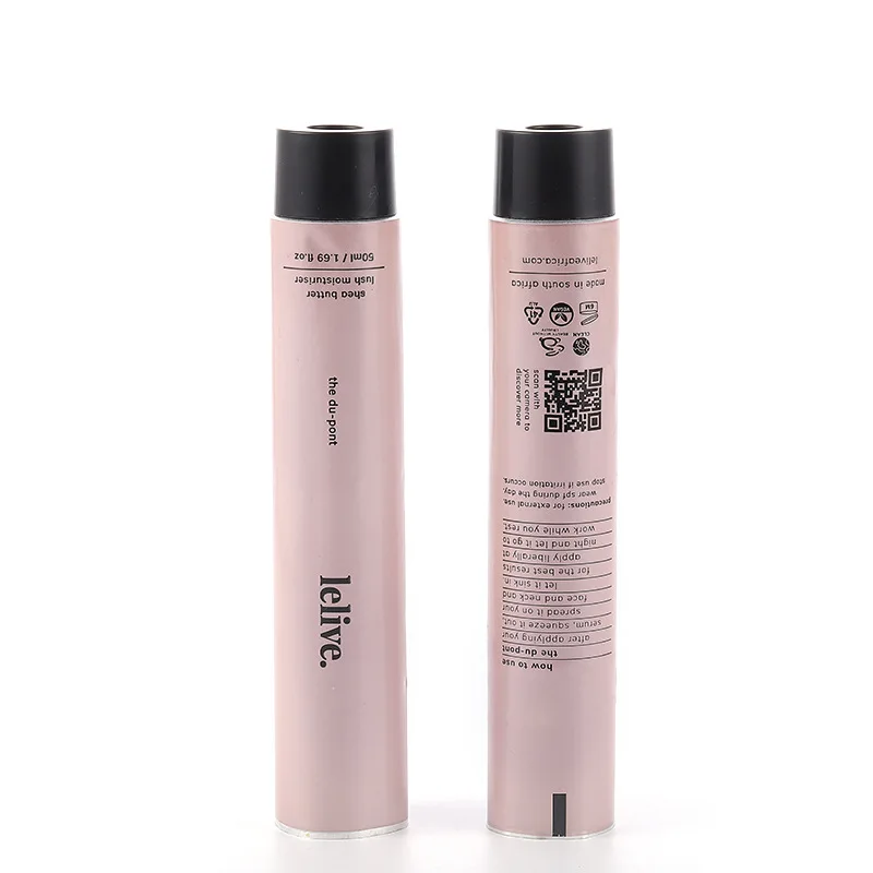 Custom Cosmetic Metal 100% Aluminum Pink Tube Makeup Body Eye Cream Skincare Packaging Tube