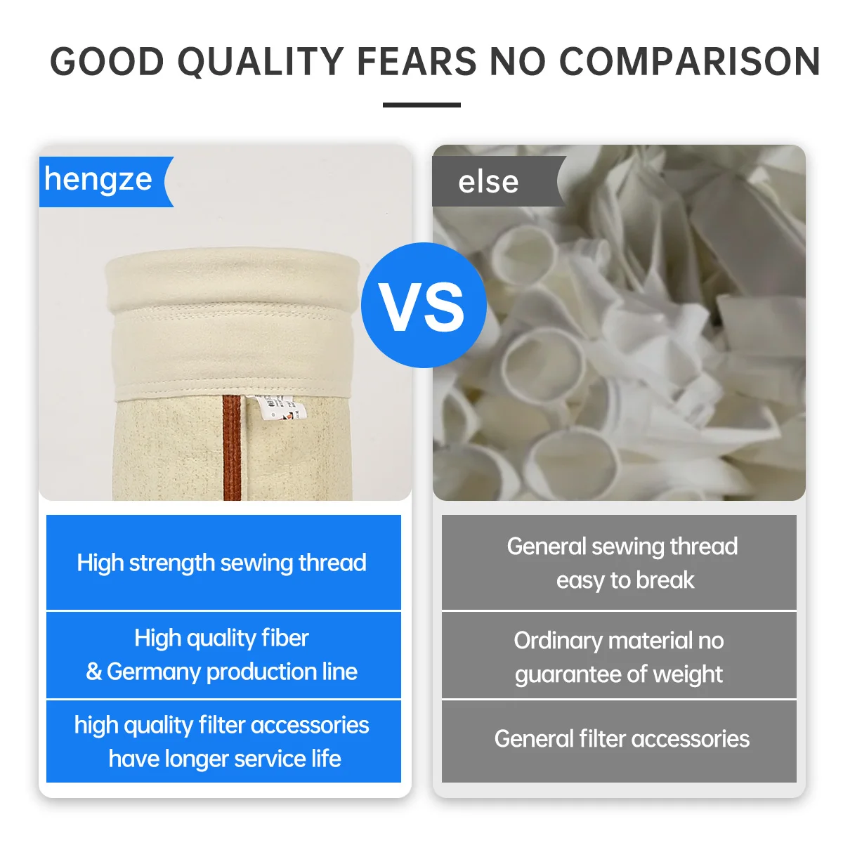 Hengze Nomex Aramid Dust Collector Filter Bags for Cement/ Steel Dust Filtration Ordinary Product / Asphalt Plant 450-550GSM
