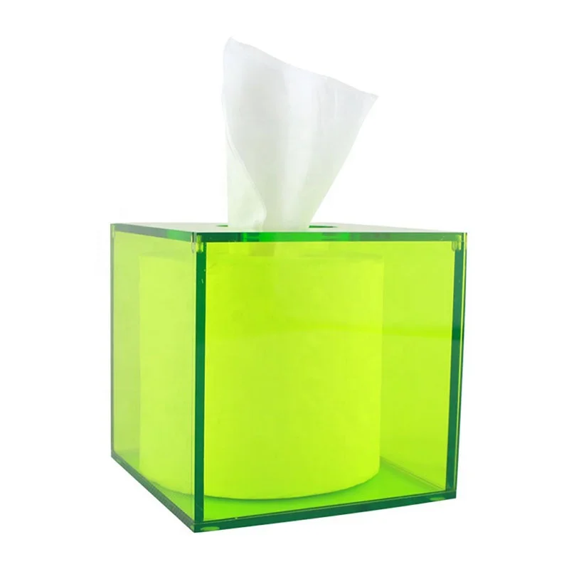 Custom Design Plexiglass Plastic Acrylic Tissue Holder Lucite Acrylic Neon Tissue Box