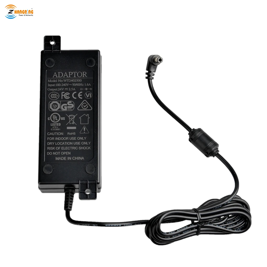 24 Volt 2.5Amper 60 Watt AC to DC Power Supply CE/UL/FCC/GS/SAA Power Adapter For CCTV Security PoE Swtich PoE Injector