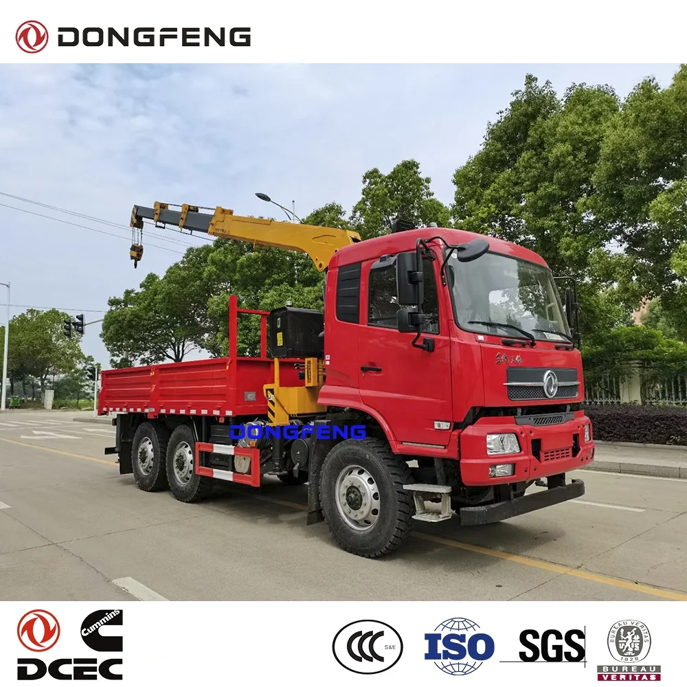 Dongfeng 6x6 type 10 to 15 ton loading capacity  truck mounted crane