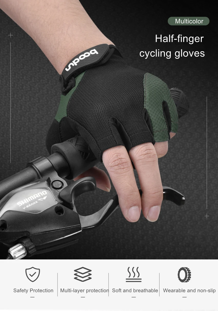 Перчатки мужские для горного велосипеда, Нескользящие дышащие, с открытыми пальцами, для горного велосипеда