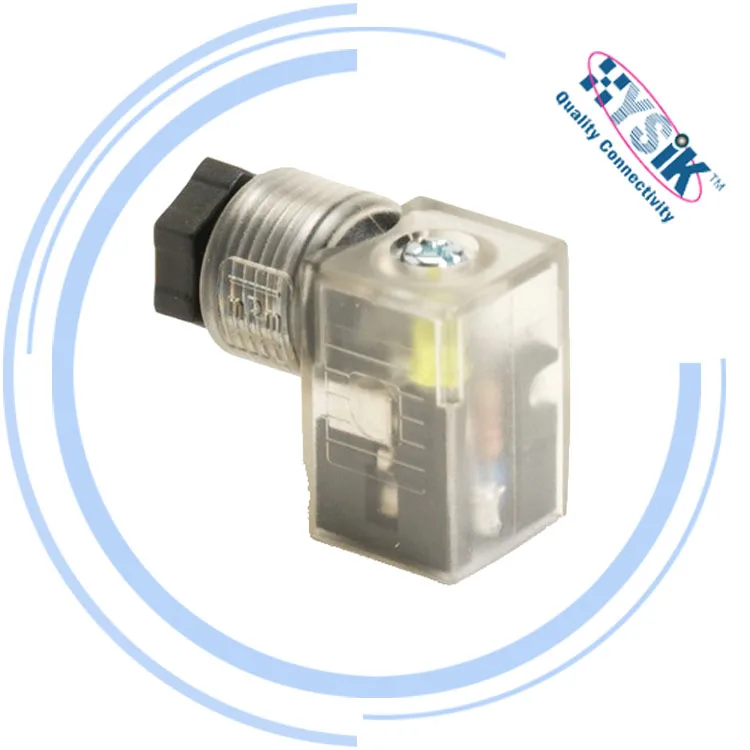 DIN 43650 Type A 3 Prong Solenoid Connector Plug LED Light Compatible feild wireable connector