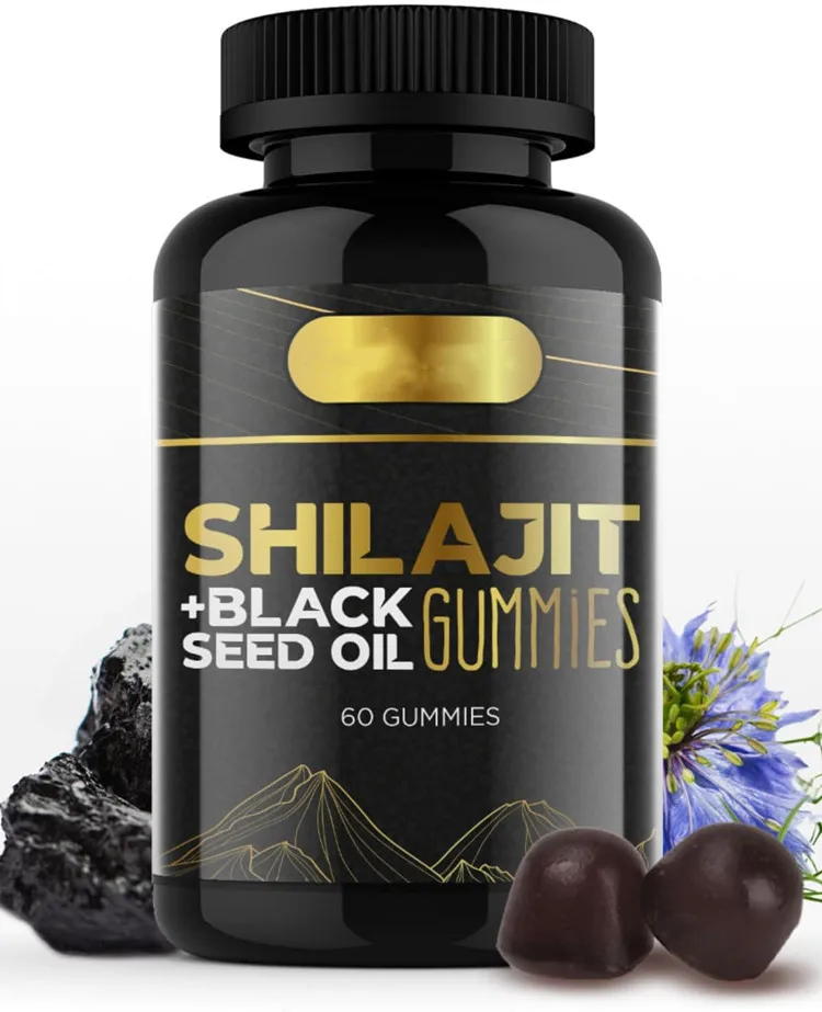 Wholesale OEM Shilajit Gummies Shilajit Resin Pure Himalayan Supplement Shilajit Gummies with Black Seed Oil Nootropic Gummy