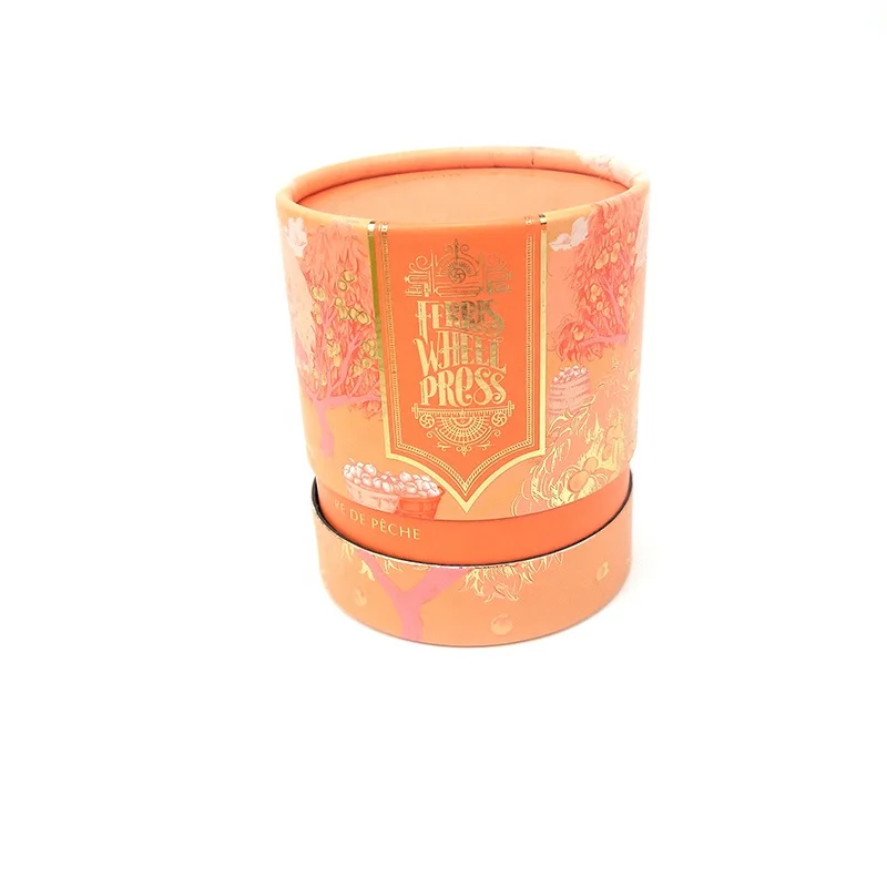 China Made Custom Color Round Rolled Edge Paper Tube Boxes Cylinder Box For Candle Packaging
