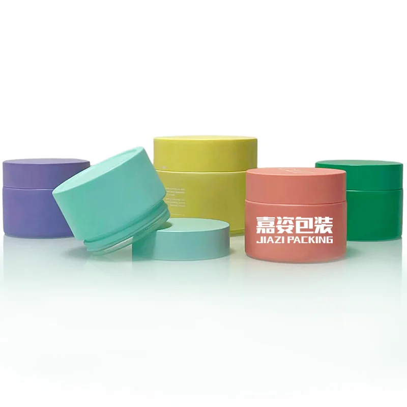 Luxury 30ml 50ml 60ml 100ml matte pink yellow green cosmetic face eye cream container glass jar 10g with lid for clay and mask