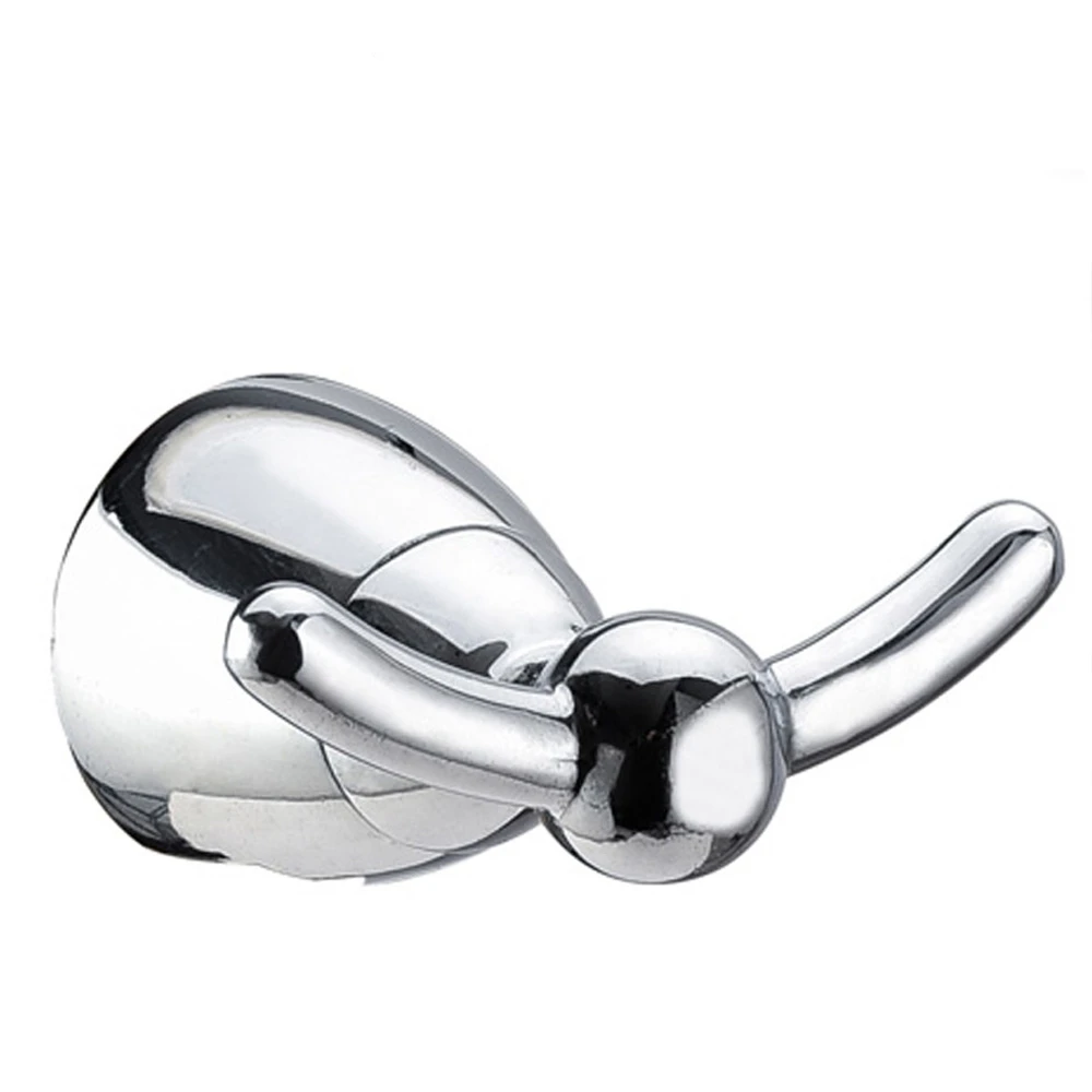 chrome zinc hotel bathroom decorative hardware double prong robe hooks wall mounted cloth Towel hook