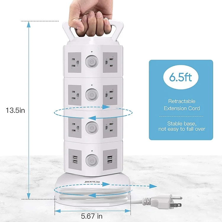 New design electrical plugs and sockets tower power strip strong surge protection usb surge protector