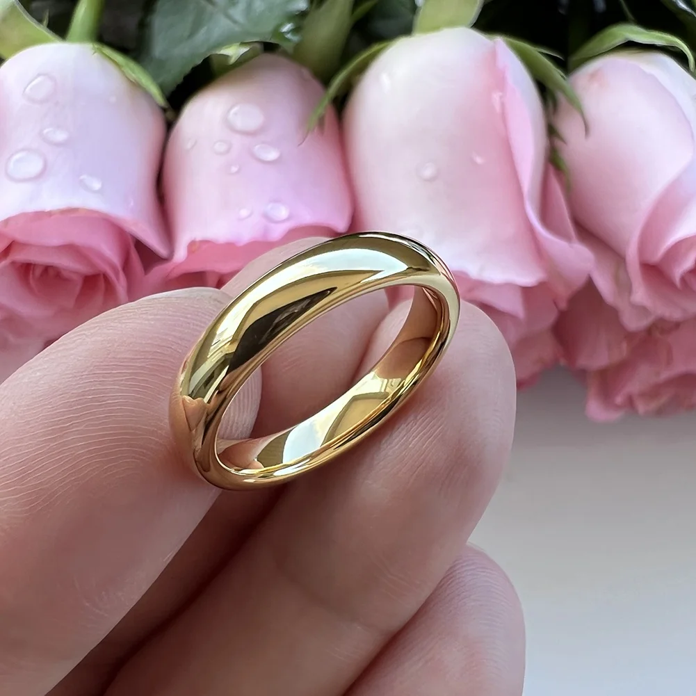 Coolstyle Jewelry Wholesale Dropshipping 4mm Gold Fashion Engagement Wedding Band Tungsten Carbide Ring for Women Men