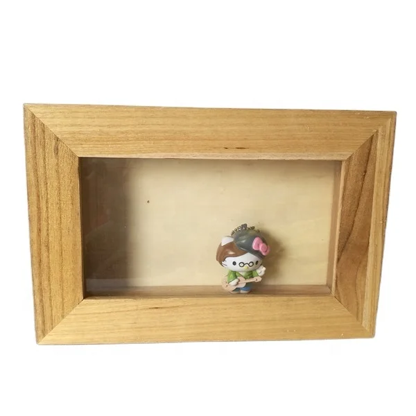 Clear Varnished Wood Photo Frame Box Picture Shadow Box with Hanger Hole