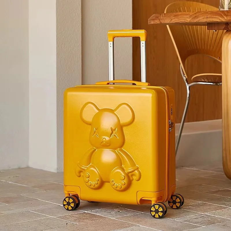 3D Cartoon Cute Teddy Bear Carry On Suitcase Set ABS Trolley Luggage Hardshell Spinners Suitcases For Kids Students Girls Boys