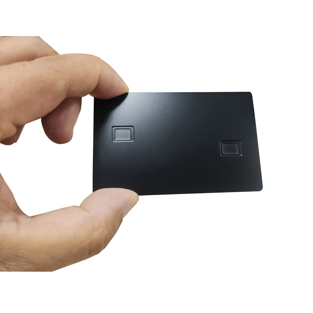 Double chip black matte metal card emv chip slot  metal credit card with hico magnetic stripe and signature bar
