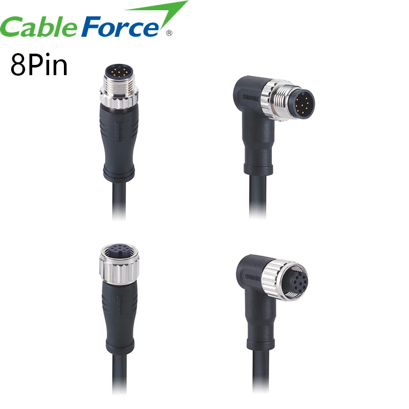 CableForce China Supplier ODM OEM M12 A Code Waterproof Male Female Circular Molding Cable Connector 2 3 4 5 8 12 17 Pin
