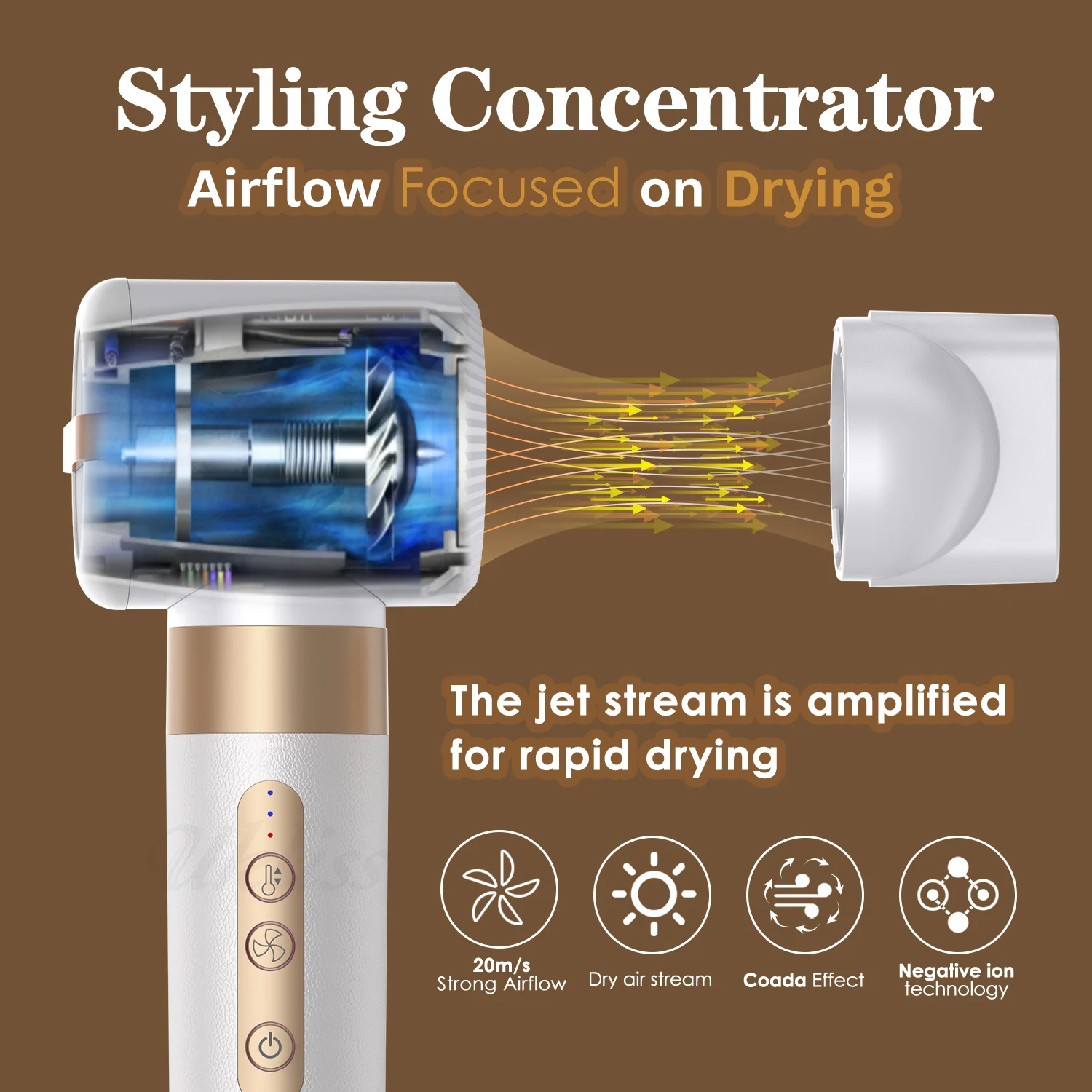 7 in 1 Air Styling Drying System with BLDC Motor Cold Hot Air Brush Powerful Hair Blow Dryer Multi-Styler with Auto Wrap Curlers