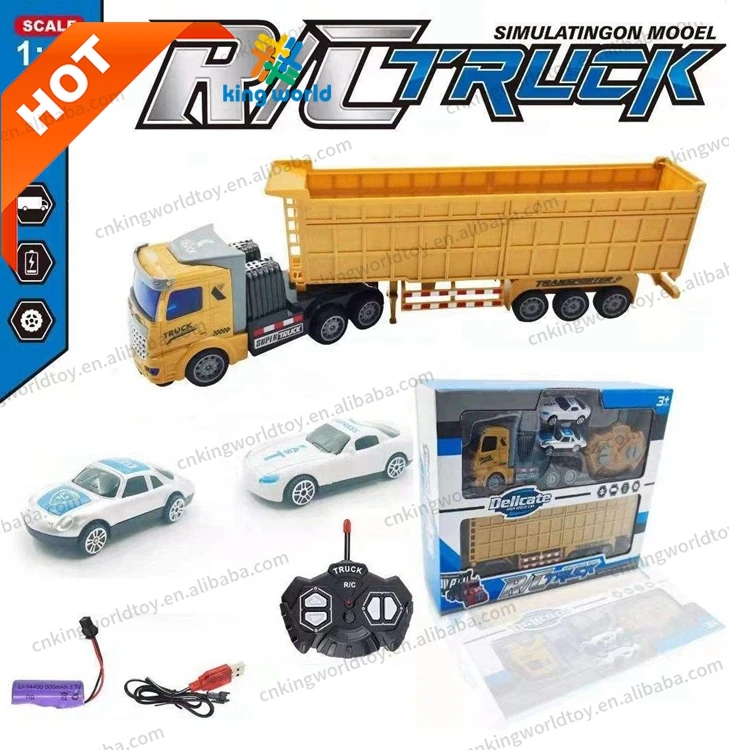 1/48 Remote Control Tractor Container Truck Electric Transporter Simulation Model Four-Way Remote Control Car