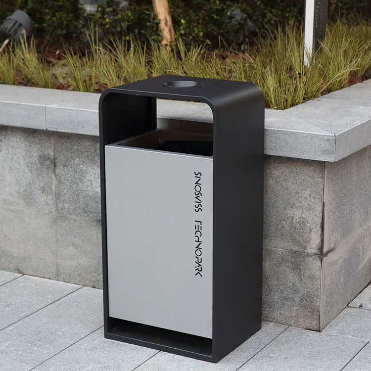 outdoor rectangular metal garbage container trash can outside garden street recycle waste bin public commercial steel dustbin