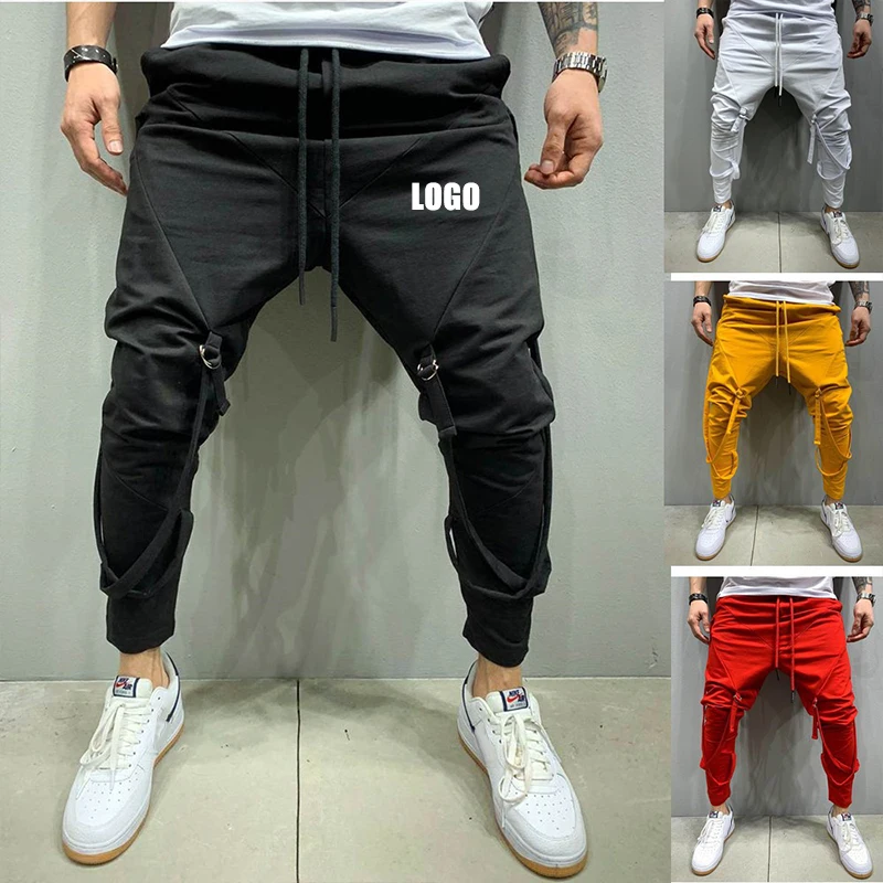 Hip Hop Mens Cargo Pants Gyms Fitness Sportswear Long Pants Men Casual Sports Jogger Track Trousers