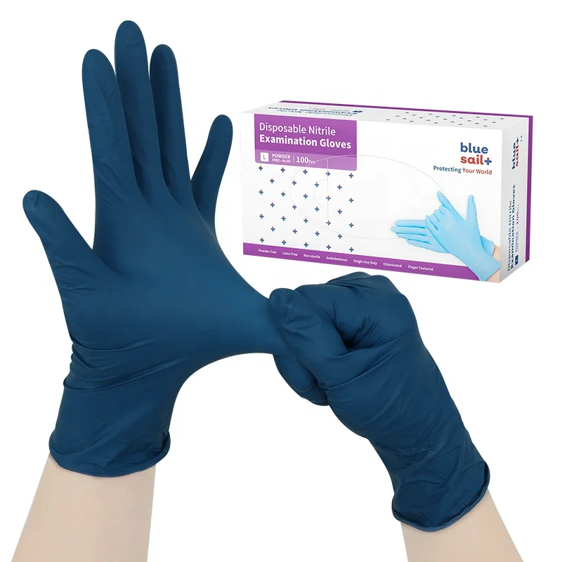 Dental Nitrile Gloves 100PCS/Box Medical Examination Pet Care Gloves Ink Blue Powder-Free Disposable Nitrile Gloves for Doctor