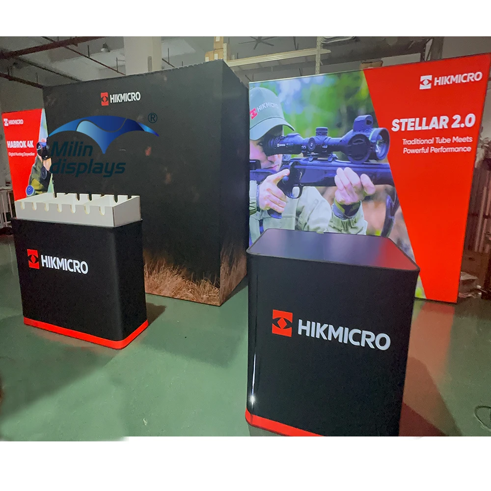 Portable Aluminum Frame Display Counter Advertising LED Light Box Tension Fabric Trade Show Displays Stand