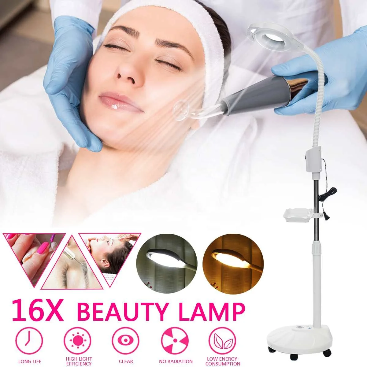16X magnifying glass light 68w usb ring light bedside floor lamp for eyelash extensions tattoo artists and makeup
