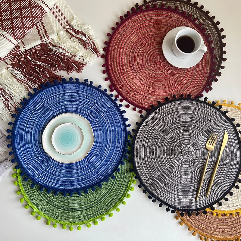 Nordic Woven Non-slip Placemat Round Braided Woven Placemats Place Mats Wholesale Round Table Mats Set De Table Rond