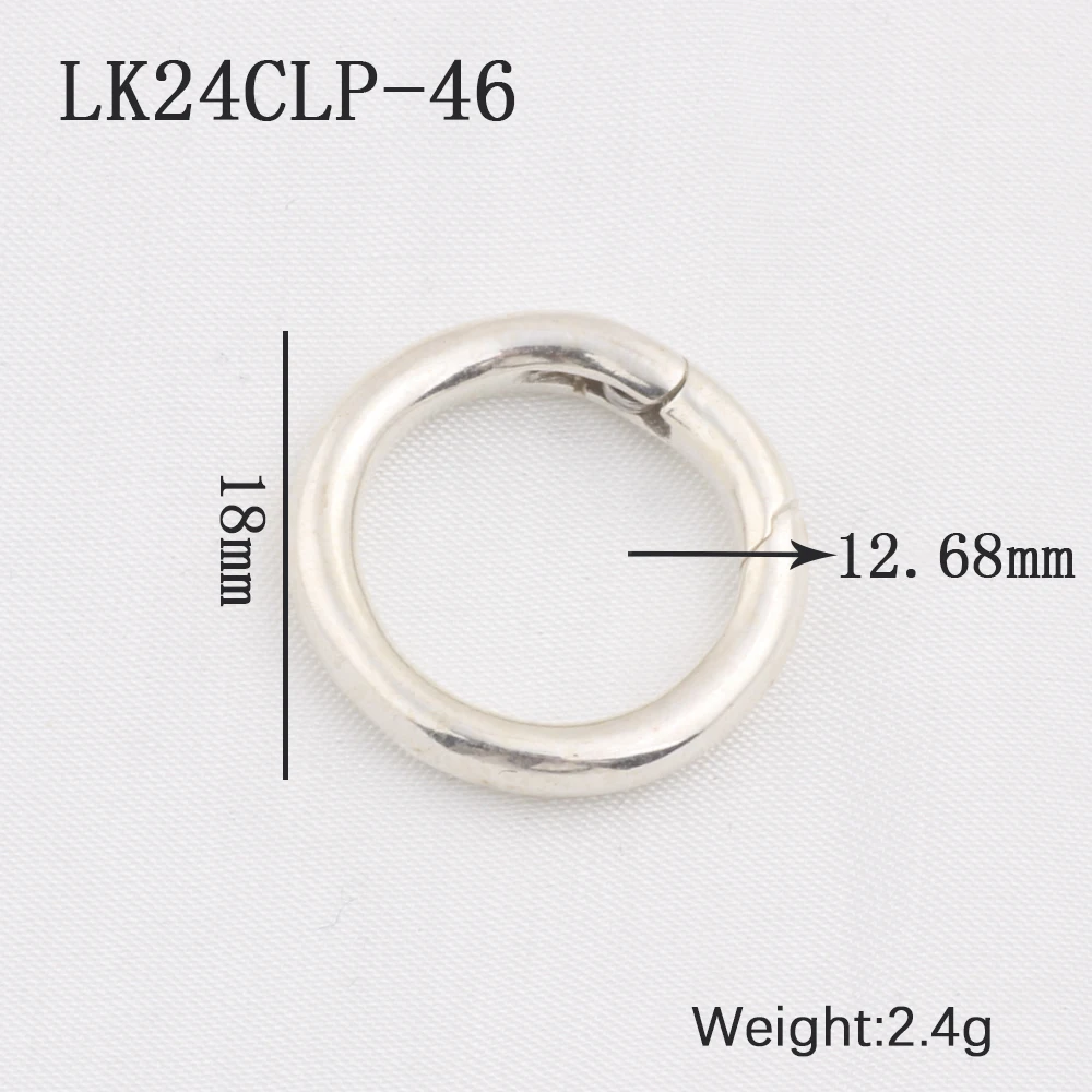Raw Silver S925 Sterling Silver O Ring Spring Snap Clasps Openable Round Carabiner Clips Trigger Hook Chain Buckles Connectors