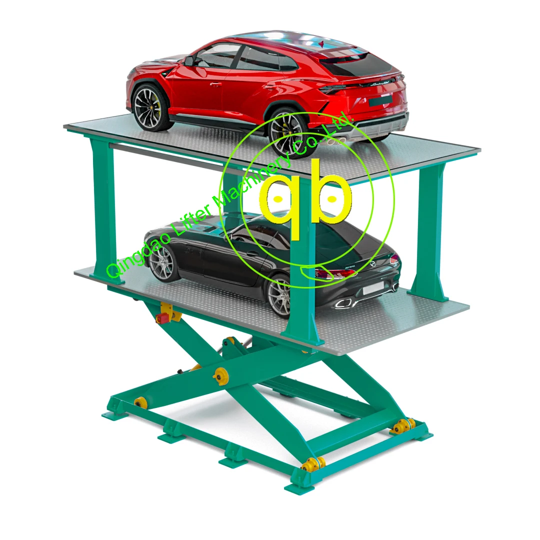 Hydraulic Stationary Pit Scissor Car Lift System for Home Garage and Basement Double Deck Underground Car Parking Equipment