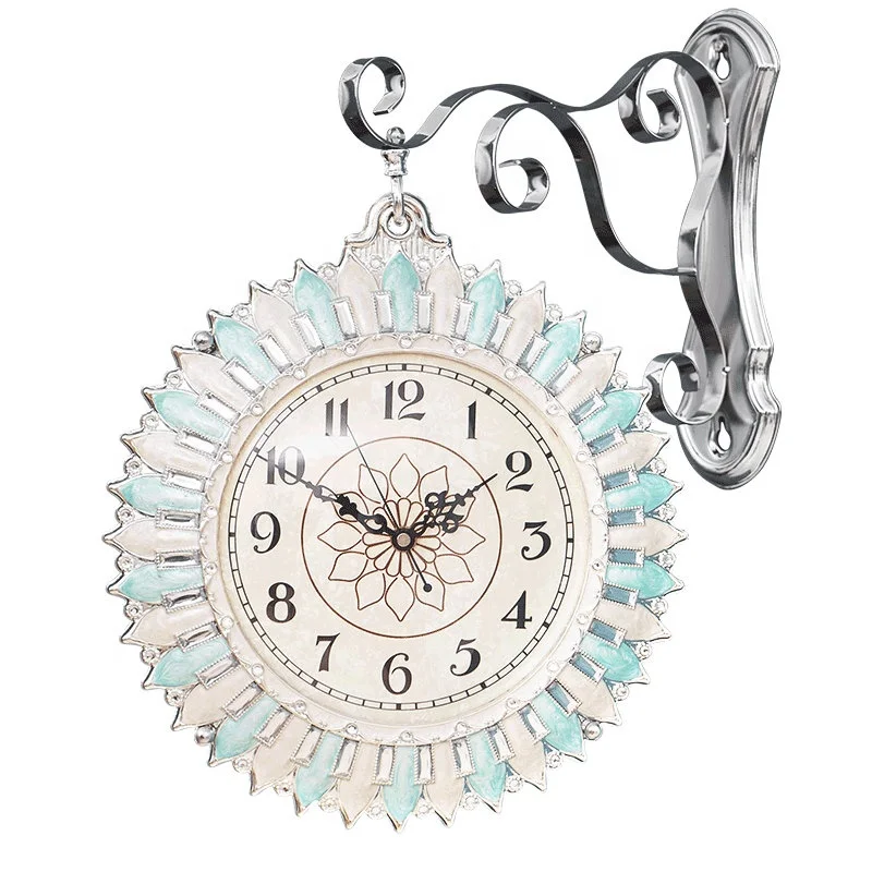 12 inch factory direct sales special home decoration metal wall clock Christmas gift craft fashion creativity two-sided clock