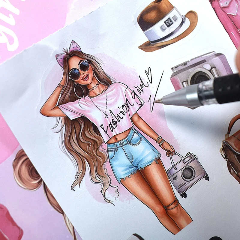 2024 NEW 20Sheets Europe and America Series Fashion Girl Flowers A5 Sticker Book