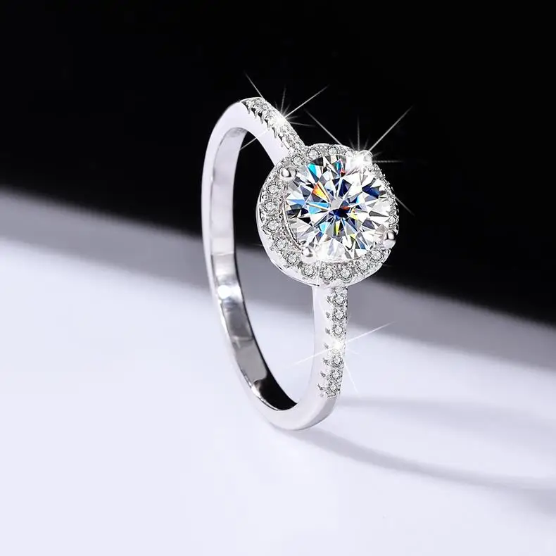 Pass Tter Moissanite Ring S925 Sterling Sier Card Home - Carat Round Paa Wedding Manufacturers Direct Sal