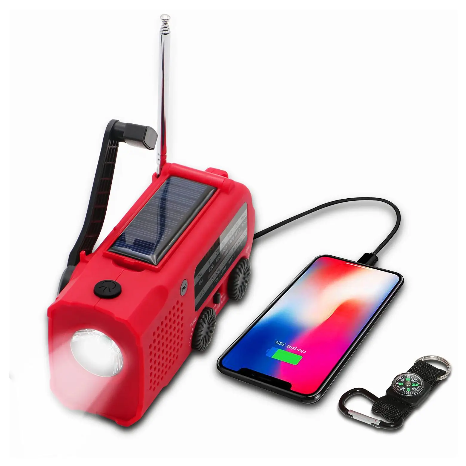 Hot and cheap Gas alarm radio NOAA Weather Radio Hand Crank with Flashlight (Red) Emergency radio