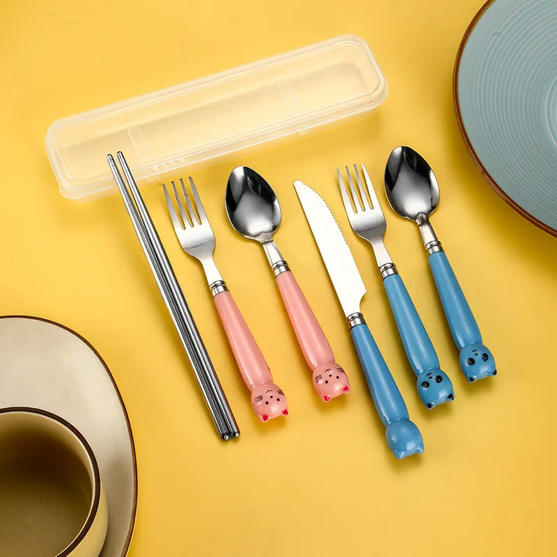 Набор столовых приборов из нержавеющей стали с керамической ручкой