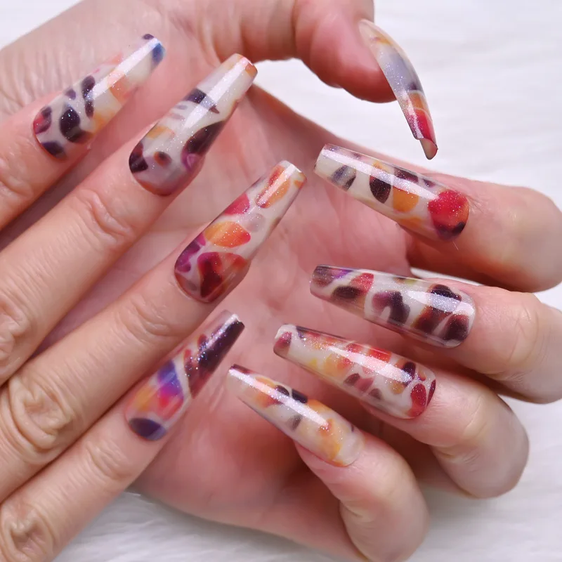 Удачный фасон с изображением Луны и звезд, бутылка для воды пакет коробки таможня напечатала Длинные накладные ногти пресс-24 шт.