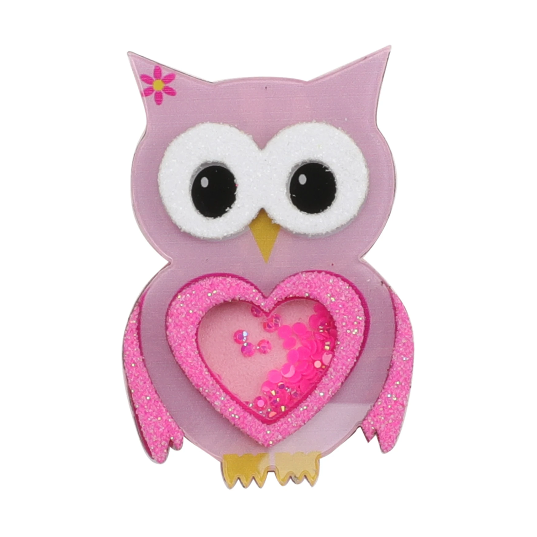 Curious Series Craft Custom Series Glitter Shaker Resin Pink Owl  for  DIY Bows Accessory Decoration