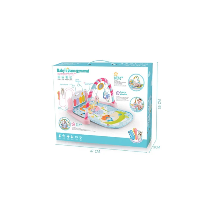 
Amazon Hot Selling Remote Control Fitness Rack Baby Gym Piano Play Sleeping Mat Indoor Toys For Infant With Microphone 