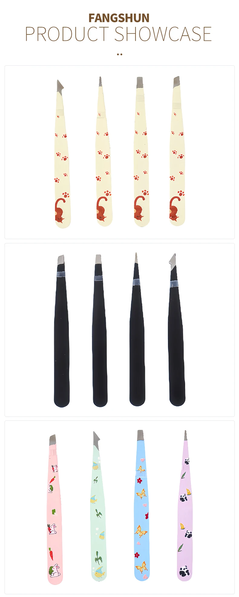 Wholesale Black Assorted Color Stainless Steel 4 Pcs Multi Functional Beauty Eyebrow Tweezers set